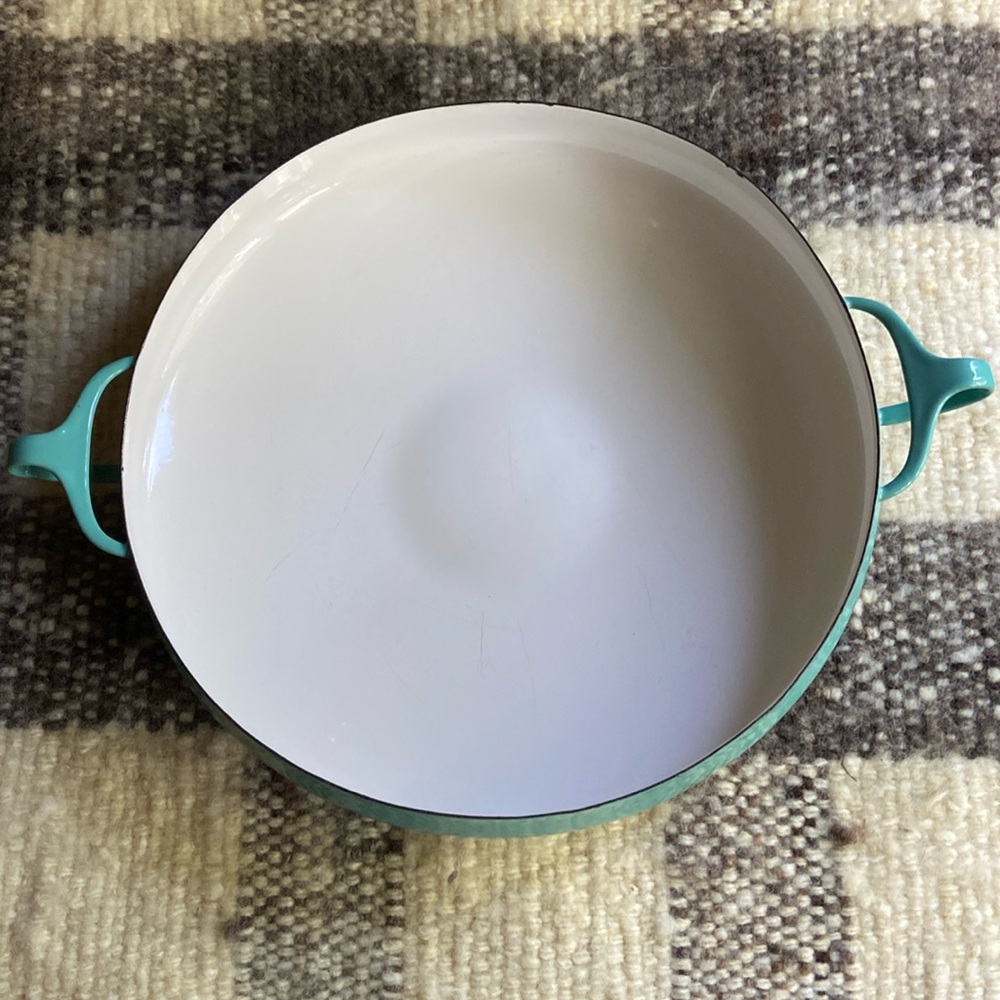 Dansk Turquoise Blue Enamel Paella Pan 13.25” Vintage MCM Kobenstyle Denmark